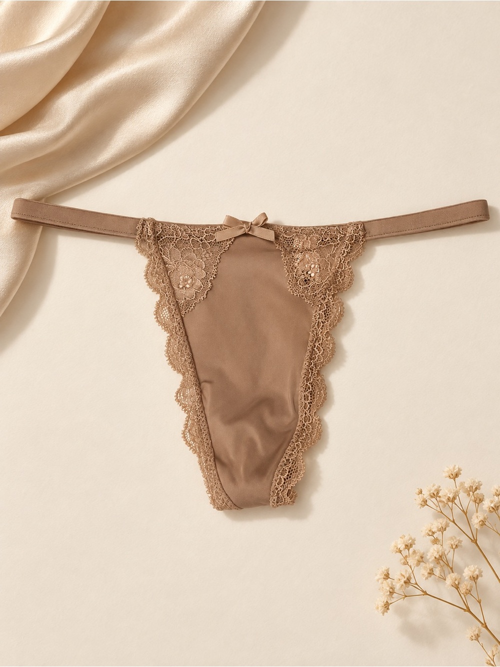 NWT Victoria’s Secret Dream Angels Tan Lace V-String Size Small